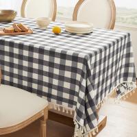 Decoración de mesa, mantel de lino a cuadros, estilo Pastoral, camino de mesa impermeable, antiincrustante con borlas, cubierta de mesa para el hogar - details 2