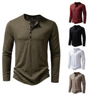 Hombres sudadera de los hombres de manga larga tops de los hombres de bambú de algodón Henley cuello de los hombres de la moda de manga larga camiseta - details 4