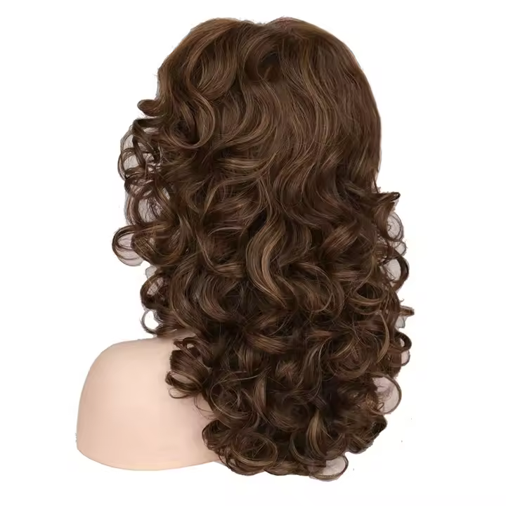 Peluca rizada ondulada grande dorada para mujer y niña, aspecto Natural, fibra sintética resistente al calor, peinado del cabello - 1