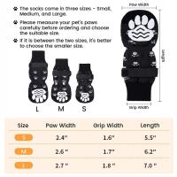 4 unids/set calcetines antideslizantes transpirables para perros, calcetines suaves de algodón con protección para patas de mascotas, ajustables con patrón de pata, calcetines antideslizantes impermeables para perros - details 0
