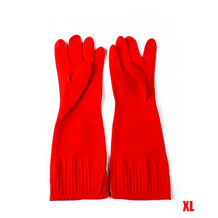 Herramientas Limpieza roja Lavado Lavar platos Guantes para el hogar Guantes de látex Cocina Manga larga - 1