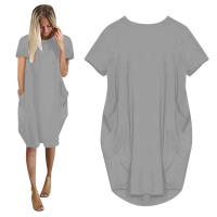 Vestidos casuales sueltos con cuello redondo y manga corta para mujer de talla grande - details 6