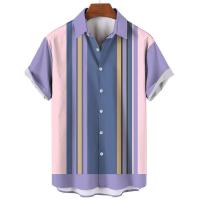 Camisa de botones a rayas a la moda para hombre, ropa de calle informal de negocios de manga corta de gran tamaño de verano - details 8