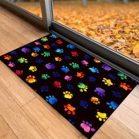 1 Alfombra De Puerta Con Patrón De huelas Coloridas, Antideslizante, A Prueba De Aceite, Alfombra Impermeable - details 2