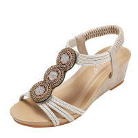 Sandalia sandalias de cuña 2025 nuevos zapatos romanos de bizcocho con punta abierta de hadas con cuentas de verano - details 2