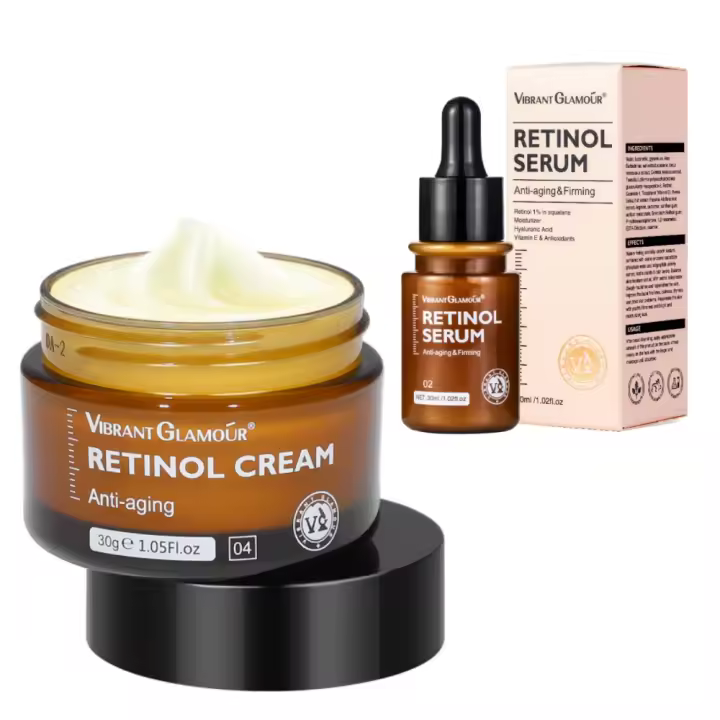 Conjunto de productos para el cuidado de la piel Facial, Retinol y vitamina C, crema Facial, suero para ojos, esencia para la cara, Reduce las ojeras, antienvejecimiento, nutre la piel - 1