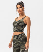 SHINBENE Sujetador Deportivo Largo de Cuello V para Mujer con Estampado de Camuflaje y Junto Incorporado para Yoga Fitness Workout Tamaño XS-XL - details 13