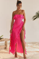 NOVEDAD DE VERANO 2025, vestido sexy con borde con volantes envuelto en el pecho, sin mangas y con hombros descubiertos para mujer - details 0