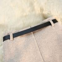 Seulish vintage faldas de lana gruesas para mujer Otoño Invierno nuevo color sólido casual cintura alta A-line faldas de mujer - details 7