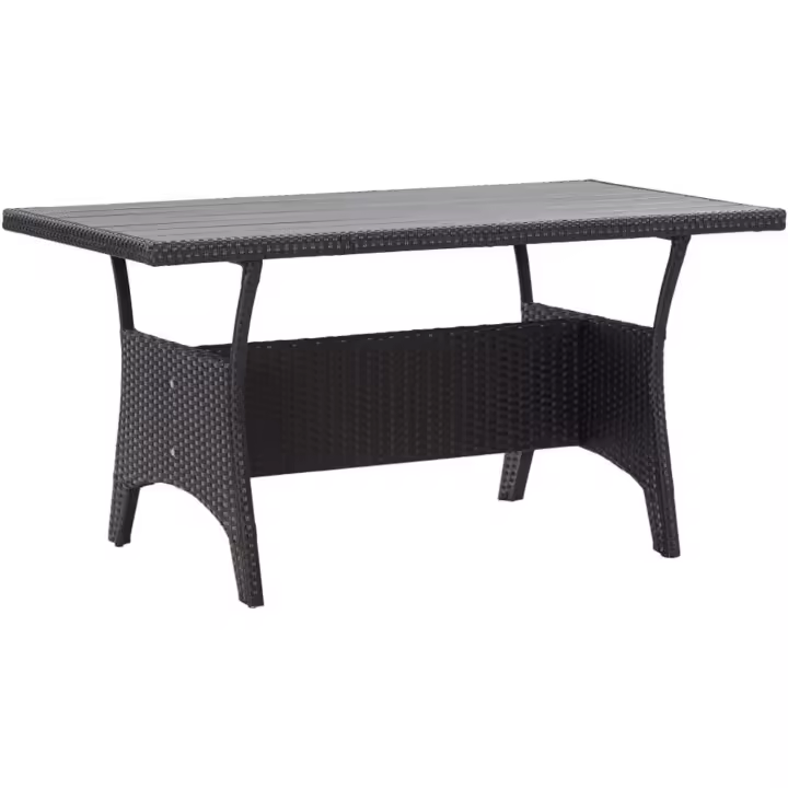 Mesa de Jardín Patio Terraza Balcón Salón Sala de Estar Muebles Mobiliario Soporte Exterior Cocina Ratán Sintético Negro 120x70x66 cm - 1