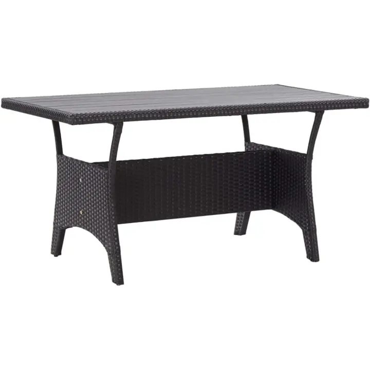 Mesa de Jardín Patio Terraza Balcón Salón Sala de Estar Muebles Mobiliario Soporte Exterior Cocina Ratán Sintético Negro 120x70x66 cm - 1