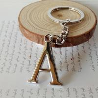 Llavero con letras de A-Z para hombre y mujer, anillo de Metal para llaves de coche, Color plateado Simple, regalo de fiesta - details 6