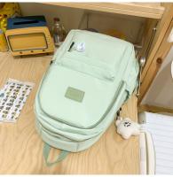 Mochila de nylon estilo universitario 2025, gran capacidad para portátiles y viajes, con correas ajustables, cierre de cremallera, forro de poliéster, pintura de borde gratuita - Disponible en blanco, negro, azul, verde, mochila para viajes - details 9