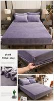 Sábana bajera de felpa de invierno, Sábana elástica doble, colcha cálida, Funda de colchón de Color sólido, Protector de lino de cama (sin funda de almohada) - details 11