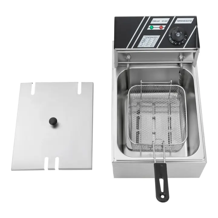 Freidora eléctrica con escurridor de aceite, freidora profunda de acero inoxidable para pescado, alas de pollo, 2500 W (60-200oC/140-392oF) - 1