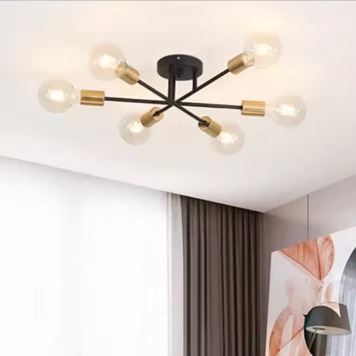 YNL Lámpara Colgante LED Moderna Luz de Techo Nórdica para el Hogar Candelabro Dorado Negro para Dormitorio Sala de Estar - 1
