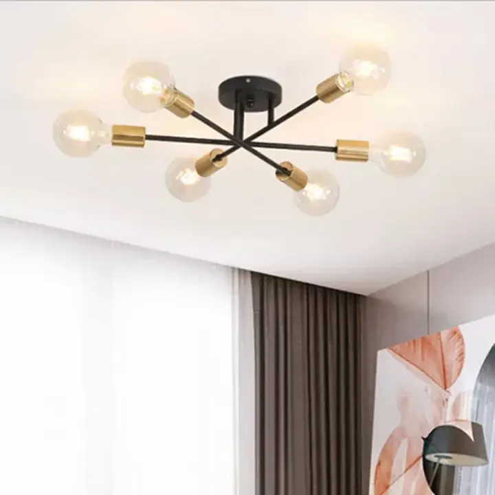 YNL Lámpara Colgante LED Moderna Luz de Techo Nórdica para el Hogar Candelabro Dorado Negro para Dormitorio Sala de Estar - 1
