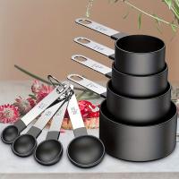Tazas medidoras con cabezal de plástico, mango de acero inoxidable para medir ingredientes líquidos secos, cucharada precisa, 8 piezas por juego - details 2