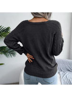 Suéter de punto con botones para mujer, Jersey holgado de manga larga, otoño, 2023 - details 14