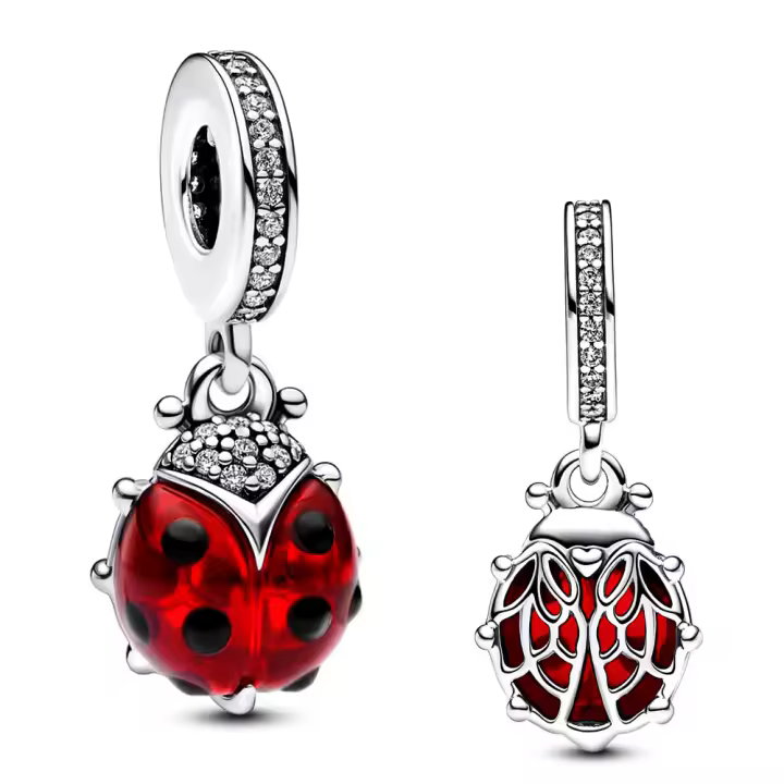 Abalorio colgante de mariquita roja para fabricación de joyas, de Plata de Ley 925, compatible con Pulsera Original de plata 925 - 1
