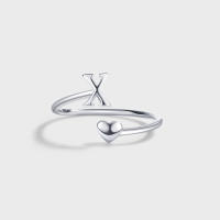 Anillos de Letras para mujer, Plata de Ley 925, A-Z, Iniciales apilables de Nombre, Anillo Abierto con Talla Ajustable - details 22