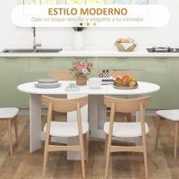Cocina Plegable Ovalada con Alas Abatibles Estilo Moderno 163x80x75 cm Blanco - details 4