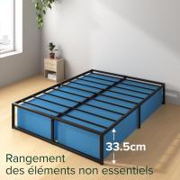 Cama de 180 x 200 cm, marco de cama de altura 36 cm con almacenamiento debajo de la cama, marco de cama plataforma de metal, color negro - details 3