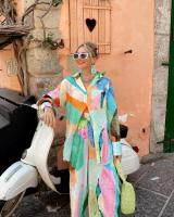 Conjunto de camisa y pantalones con estampado informal para mujer, Top holgado con cuello vuelto y botella única - details 14