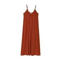Vestido largo con tirantes para mujer, accesorios de pecho de color liso primavera y verano, ropa casual para mujer - details 6