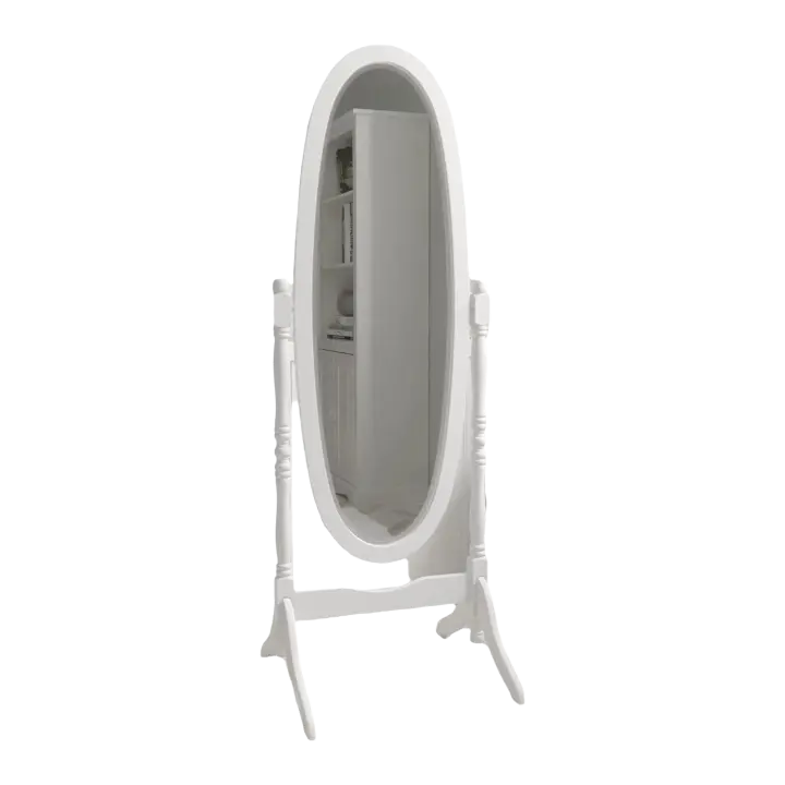 Longitud Total de pie Espejo de tocador Ajustable Dormitorio Muebles de Madera, Color Blanco - 1