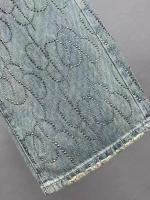 Jeans con Diamantes para Mujer Pantalones Holgados de Cintura Alta con Diamantes de Imitación Azules Ropa de Calle a la Moda - details 8