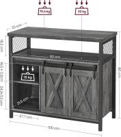 Aparador, Armario de Cocina, Armario de Almacenamiento, con 2 Puertas Correderas, 33 x 100 x 80 cm, Estantes Ajustables, para Salón, Marrón Rústico y Negro - details 20