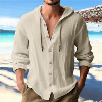 Sudaderas con capucha para hombres, camisetas de lino y algodón, Tops de manga larga, verano y otoño, 3XL, 2XL - details 4