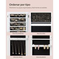 Armario para Joyas Bloqueable, Espejo de Longitud Completa, Montaje Sencillo, Superficie Blanca y Forro Beige - details 10