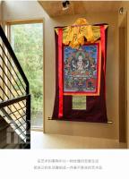 Tangka de Avalokitesvara con Cuatro Brazos Estilo Xizang de Bordado Nepalés Pintado a Mano - details 9