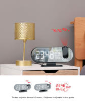 Reloj despertador Digital LED de mesa, relojes electrónicos de escritorio, despertador USB, Radio FM, proyector de tiempo, función de repetición - details 13