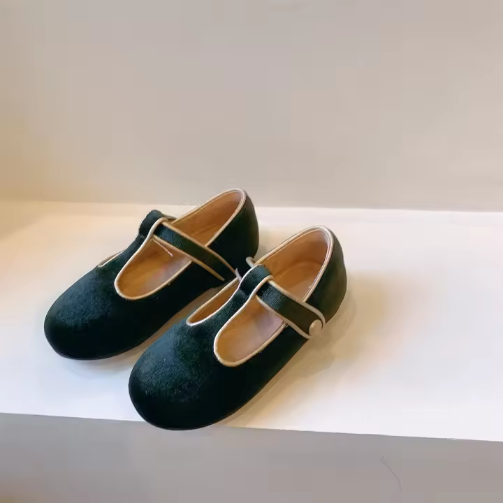 Zapatos Mary Jane de terciopelo para niñas de 3 a 6 años, zapatos individuales de princesa para niños. - 1
