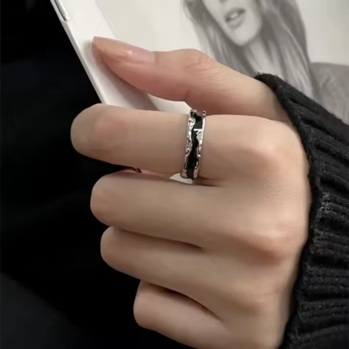 Anillo de Drip de Aceite Gótico Punk Ajustable para Mujeres y Hombres Joyería de Boda de Moda - 1