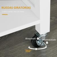 Cocina de Ruedas Mueble Auxiliar con 1 Cajón, 2 Puertas, 3 Estantes Abiertos y Barra Lateral para Comedor Blanco, 107.5x48x89 cm - details 4