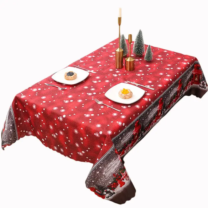 Nuevo diseño decoración de navidad mantel mesa creativa estampada bandera mesa de comedor mantel de poliéster accesorios de decoración de navidad - 1