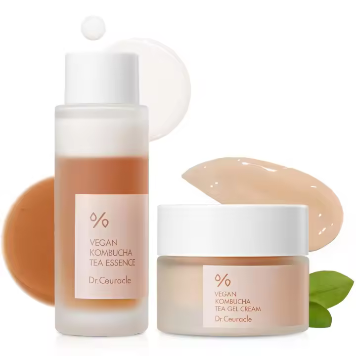 Hot Dr.Ceuracle Vegan Tea Beginning - Kombucha Korean Skincare Milky Toner Essence y Gel Crema para viajes Mini tamaño Set - 1