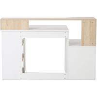 Mesa de Ordenador PC 137x55x92 cm Escritorio con Estantería de 3 Estantes 2 Cajones y Soporte para Impresora para Oficina Estudio Despacho Blanco y Roble - details 8