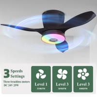 [1 año de garantía] TOMAX Nuevo ventilador inversor Luz Regulación de velocidad de tres velocidades Sala de estar y comedor simple y moderna Luz de ventilador de techo integrada Diseño silencioso Rgb Colorido Color que cambia Control remoto Modelo Ventas - details 2