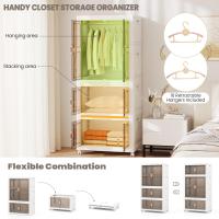 Armario de Dormitorio Plegable 421 L, Caja de Almacenamiento con 4 Ruedas, Contenedor de Plástico con 10 Perchas, Organizador Portátil con Cierres Magnéticos, 71 x 46 x 156 cm - details 5