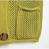 Chaleco de punto con cuello redondo para mujer, cárdigan elegante sin mangas con bolsillo y botones, color verde, moda de otoño - details 5