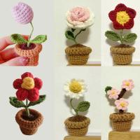 Accesorios de Decoración de Coche Hechos a Mano Rosa, Girasol, Tulipán de Punto Tejido - details 9
