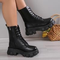 Botas informales con cordones para mujer, botines martin planos a la moda - details 6