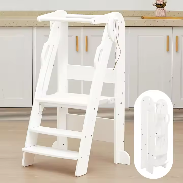Seguridad para Niños de 2 a 6 Años, Torre de Aprendizaje de Altura Ajustable en 3 Niveles, Fácil de Montar - 1