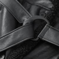 Chaqueta Larga de Lana de Oveja con Detalles de Parche Abrigo de Invierno Cálido con Cinturón y Bolsillo Moda Callejera Femenina 2024 - details 5