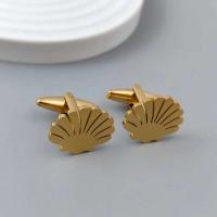 Gemelos de acero inoxidable chapados en oro en forma de abanico, puños de camisa TRE, accesorios formales de negocios, juego de 3 colores, novedad 2024 - details 2